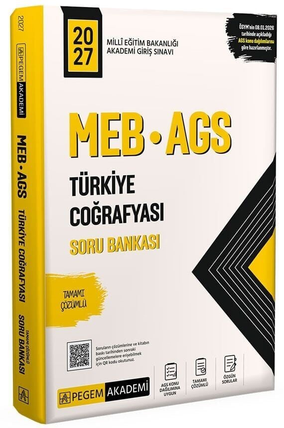 Pegem 2027 MEB-AGS Türkiye Coğrafyası Soru Bankası Çözümlü Pegem Akademi Yayınları