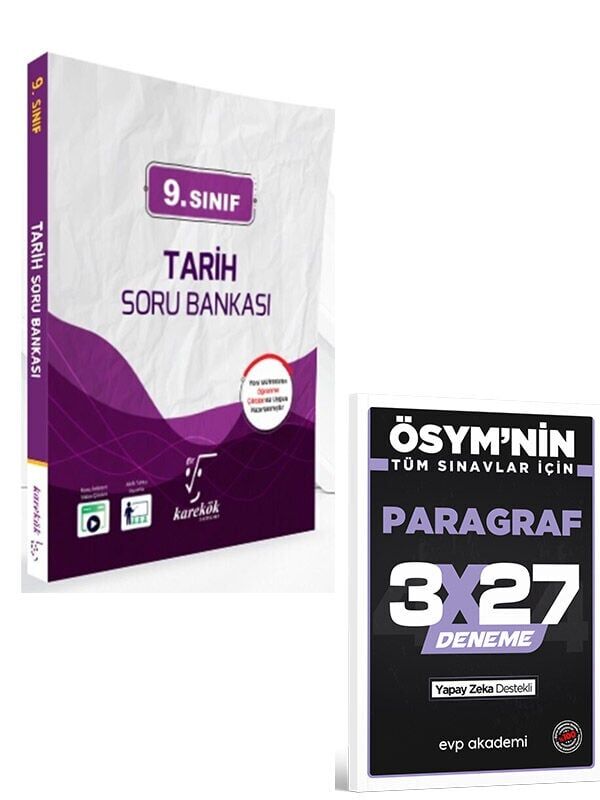 Karekök 2027 9. Sınıf Tarih Soru Bankası+EVP Akademi 3x27 Paragraf Deneme
