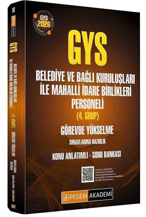 Pegem 2026 GYS Belediye ve Bağlı Kuruluşları ile Mahalli İdare Birlikleri 4. Grup Konu Anlatımlı Soru Bankası Görevde Yükselme Pegem Akademi Yayınları