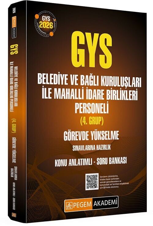 Pegem 2026 GYS Belediye ve Bağlı Kuruluşları ile Mahalli İdare Birlikleri 4. Grup Konu Anlatımlı Soru Bankası Görevde Yükselme Pegem Akademi Yayınları