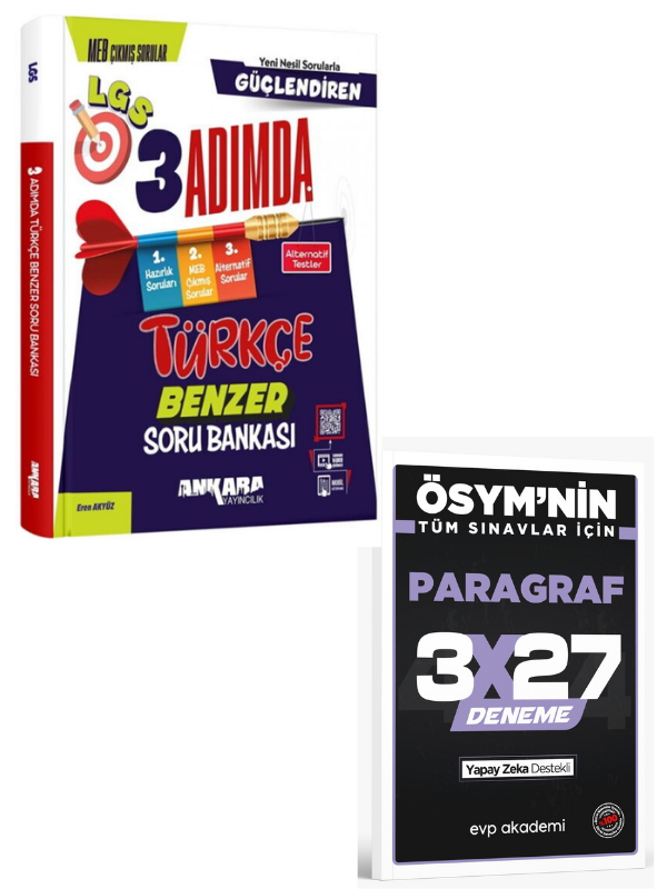 Ankara 2027 8. Sınıf LGS Türkçe Güçlendiren 3 Adımda Benzer Soru Bankası+ EVP Akademi Paragraf