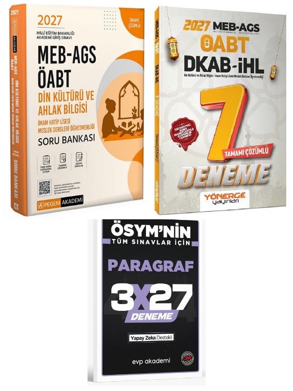 Pegem + Yönerge 2027 ÖABT Din Kültürü ve Ahlak Bilgisi Öğretmenliği Soru Bankası + 7 Deneme 2 li Set+EVP Akademi Paragraf