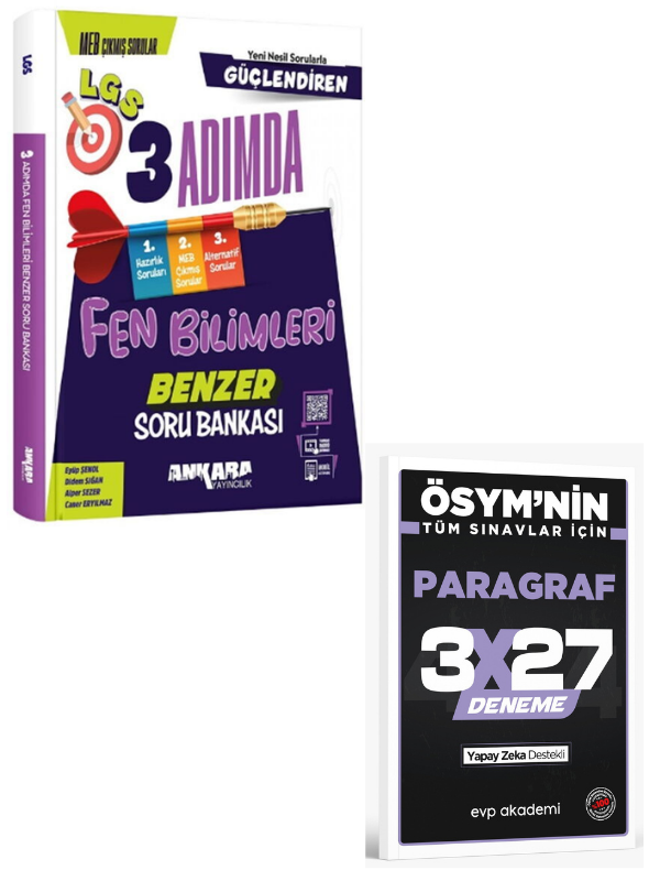 Ankara 2027 8. Sınıf LGS Fen Bilimleri Güçlendiren 3 Adımda Benzer Soru Bankası+ EVP Akademi Paragraf