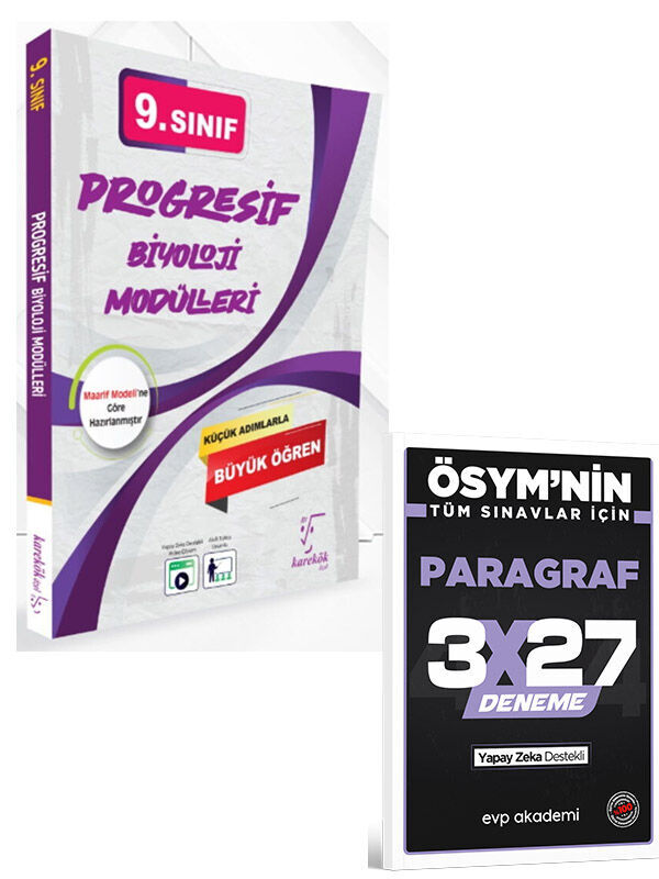 Karekök 2027 9. Sınıf Progresif Biyoloji Modülleri+EVP Akademi 3x27 Paragraf Deneme