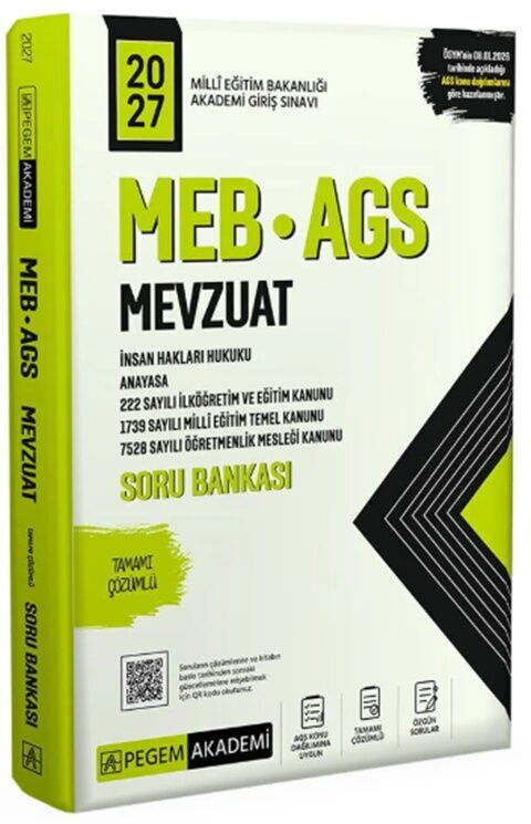 Pegem 2027 MEB-AGS Mevzuat Soru Bankası Çözümlü Pegem Akademi Yayınları