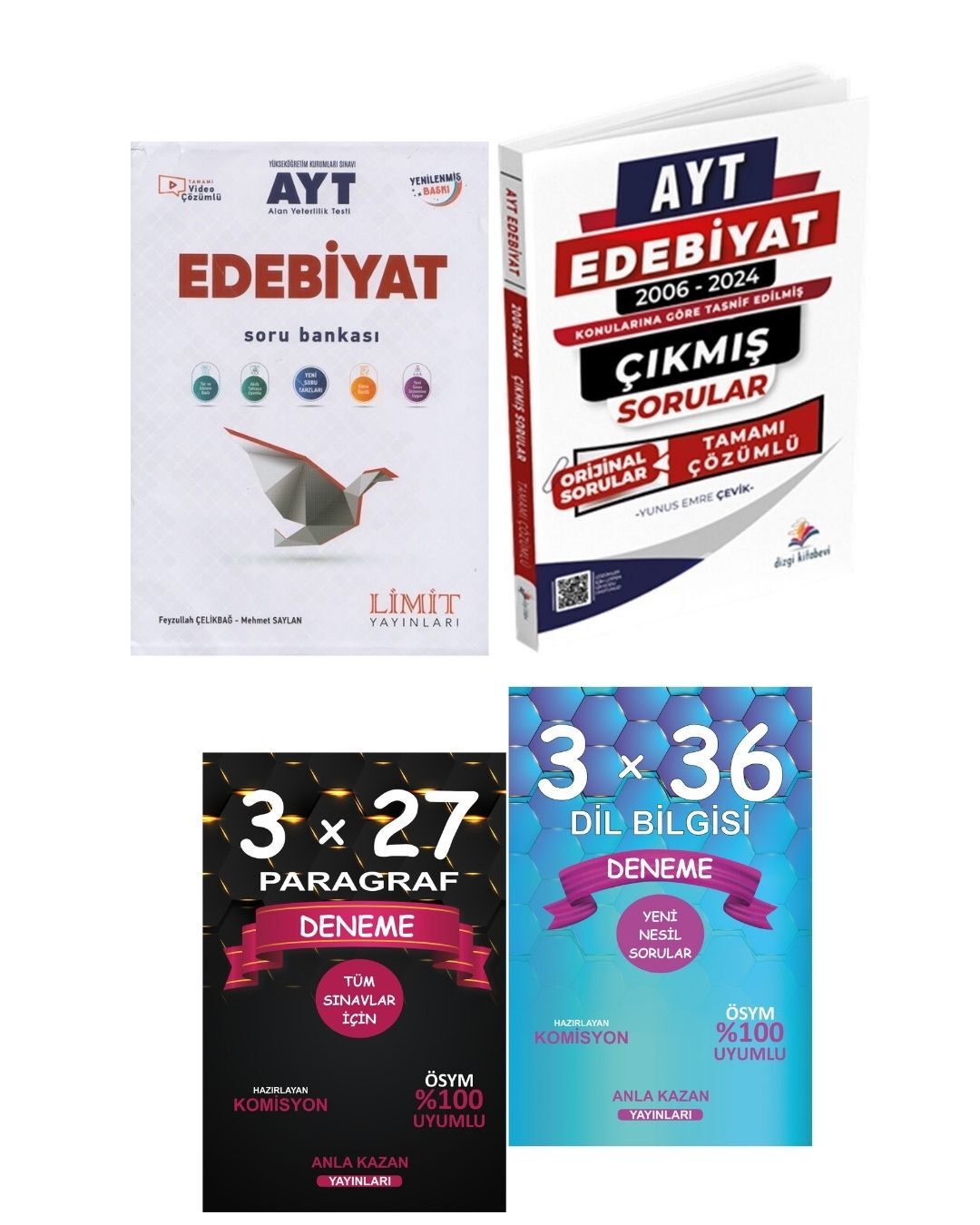 Anla Kazan Deneme Seti + Limit AYT Edebiyat Soru + Dizgi Kitap AYT Edebiyat Çıkmış Sorular Seti