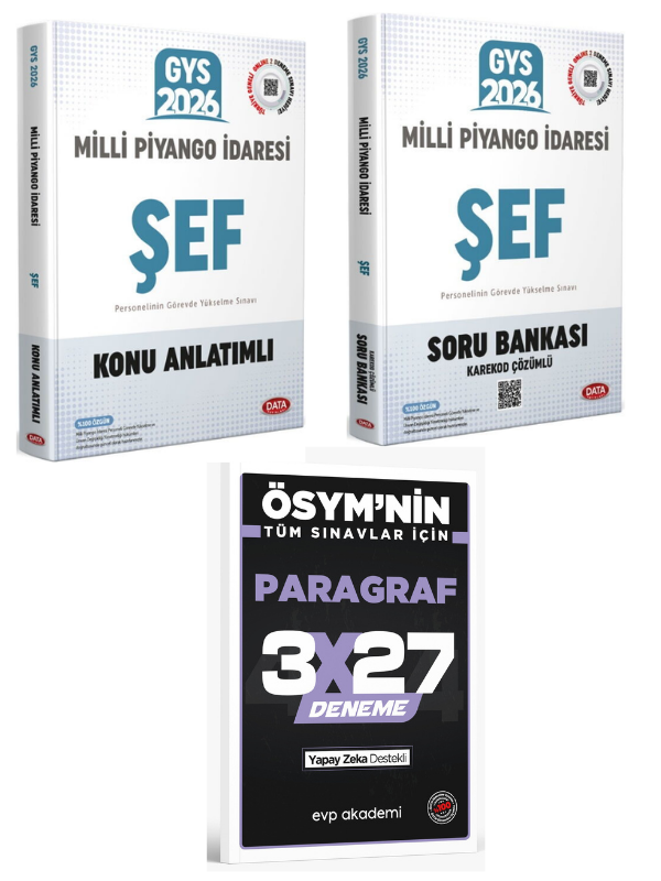 Data 2026 GYS Milli Piyango İdaresi Şef Konu+ Soru Set+ EVP Akademi Paragraf