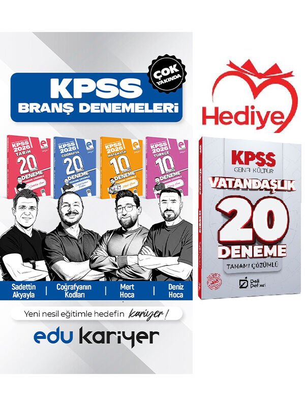 Edu Kariyer 2026 Tarih + Coğrafya + Matematik + Türkçe + Vatandaşlık 5 Branş Deneme Seti
