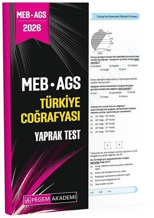 Pegem 2026 MEB-AGS Türkiye Coğrafyası Yaprak Test Pegem Akademi Yayınları