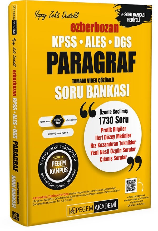 KPSS ALES DGS Ezberbozan Paragraf Soru Bankası Pegem Akademi