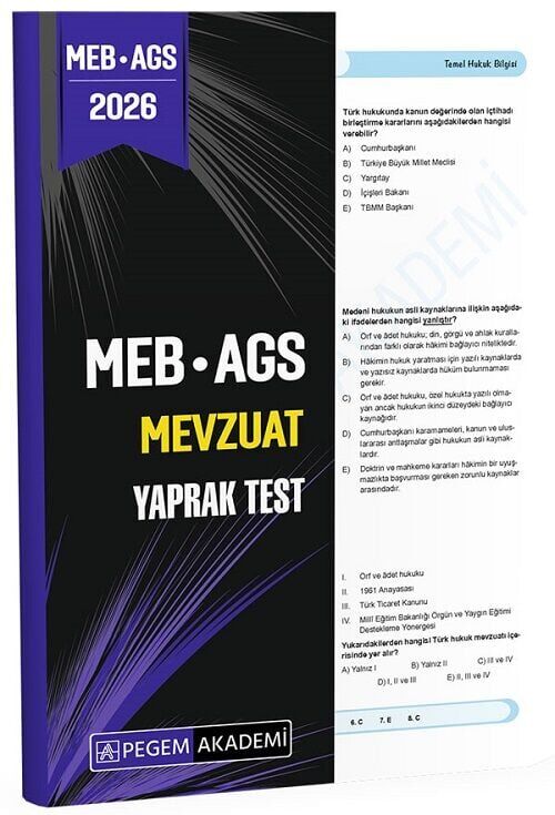 Pegem 2026 MEB-AGS Mevzuat Yaprak Test Pegem Akademi Yayınları