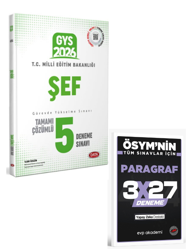 Data 2026 Milli Eğitim Bakanlığı Şef GYS Tamamı Çözümlü 5 Deneme Sınavı+ EVP Akademi Paragraf