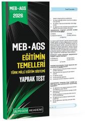 Pegem 2026 MEB-AGS Eğitimin Temelleri, Türk Milli Eğitim Sistemi Yaprak Test Pegem Akademi Yayınları