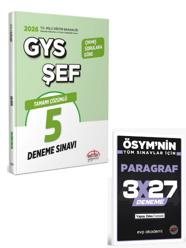 Editör 2026 Milli Eğitim Bakanlığı Şef GYS Tamamı Çözümlü 5 Deneme Sınavı+ EVP Akademi Paragraf