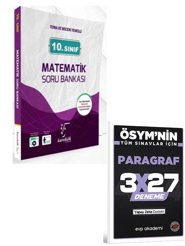 Karekök Yayınları 10. Sınıf Matematik Güncel Soru Bankası+EVP Akademi 3x27 Paragraf Deneme