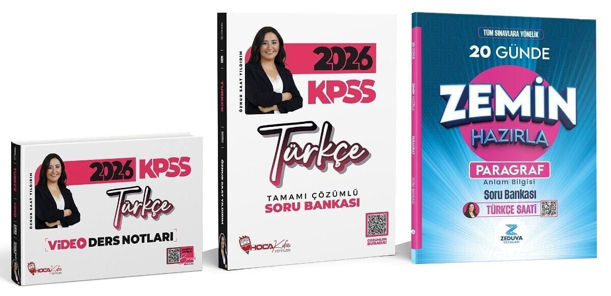 Hoca Kafası + Zeduva 2026 KPSS Türkçe Video Ders Notları + Paragraf 20 Günde Zemin Hazırla Soru Bankası 3 lü Set - Öznur Saat Yıldırım Hoca Kafası + Zeduva Yayınları