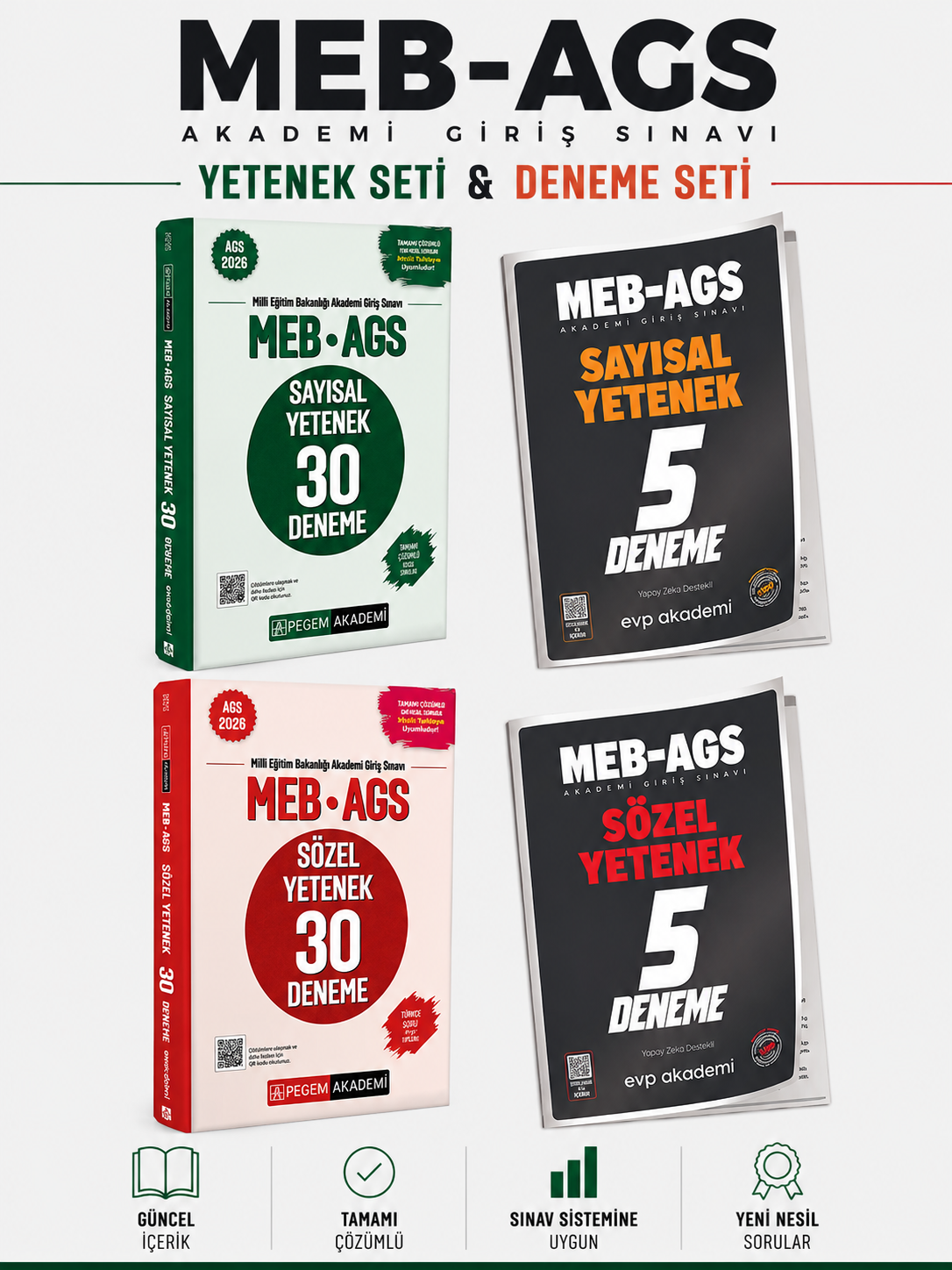Pegem 2026 MEB AGS Sözel Mantık Sayısal Mantık Deneme & EVP Akademi Deneme Seti