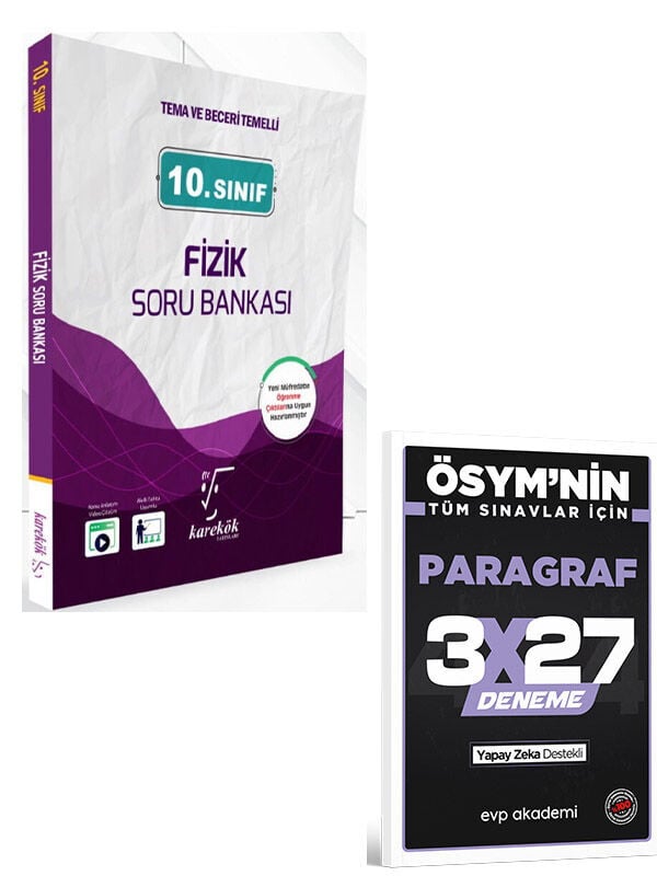 Karekök 2027 10. Sınıf Fizik Soru Bankası+EVP Akademi 3x27 Paragraf Deneme