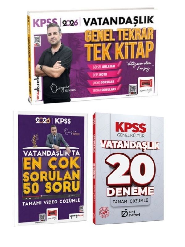 Yargı 2026 KPSS Vatandaşlık Genel Tekrar + 50 Soruda + 20 Deneme 3 Kitap Set