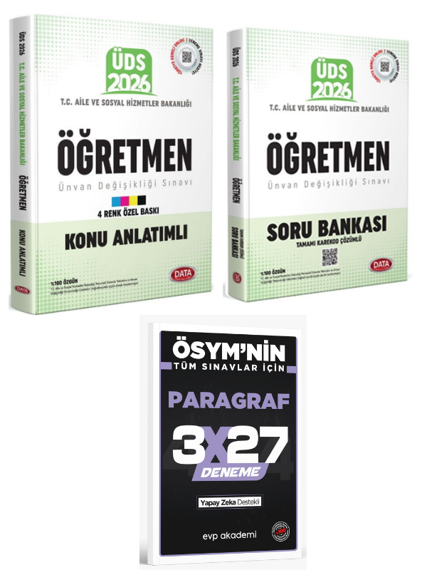Data 2026 ÜDS Aile Ve Sosyal Hizmetler Bakanlığı Öğretmen Konu +Soru + EVP Akademi Paragraf