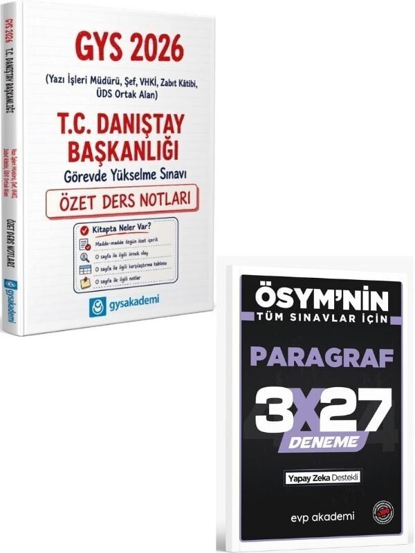 GYSAkademi 2026 GYS Danıştay Başkanlığı Özet Ders Notları+ EVP Akademi Paragraf