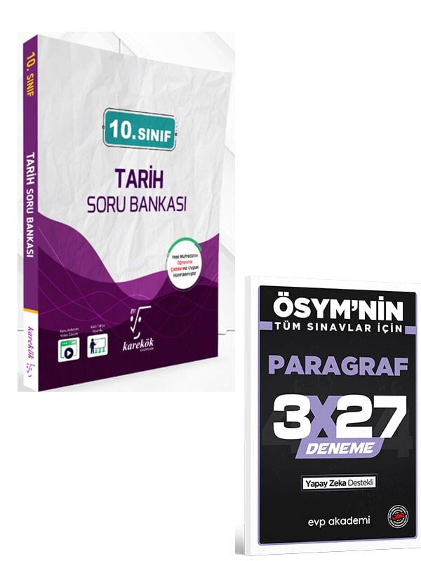 Karekök 2027 10. Sınıf Tarih Soru Bankası+EVP Akademi 3x27 Paragraf Deneme