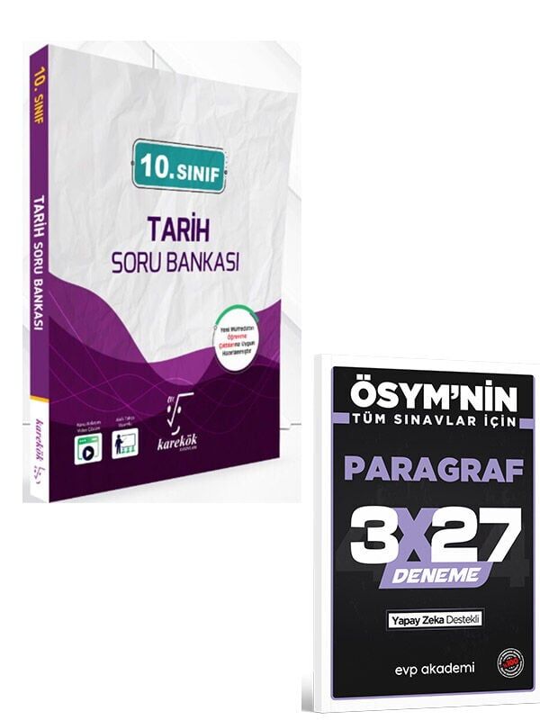 Karekök 2027 10. Sınıf Tarih Soru Bankası+EVP Akademi 3x27 Paragraf Deneme