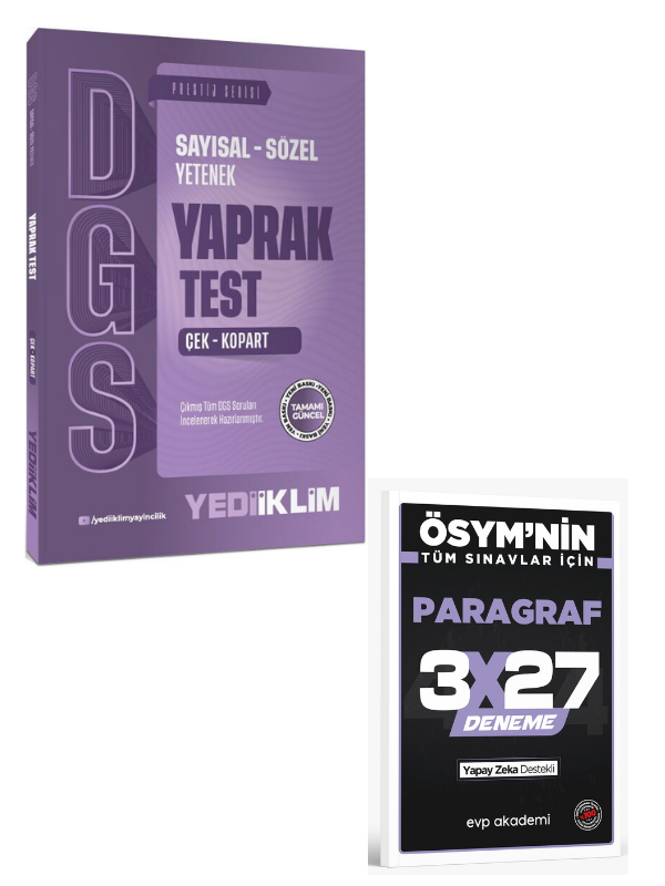 Yediiklim 2027 DGS Sayısal Sözel Yetenek Çek Kopart Yaprak Test+ EVP Akademi Paragraf
