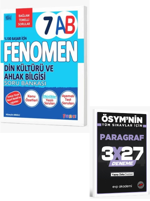 Fenomen 2027  7. Sınıf Din Kültürü ve Ahlak Bilgisi Fenomen A ve B Soru Bankası+EVP Akademi Paragraf