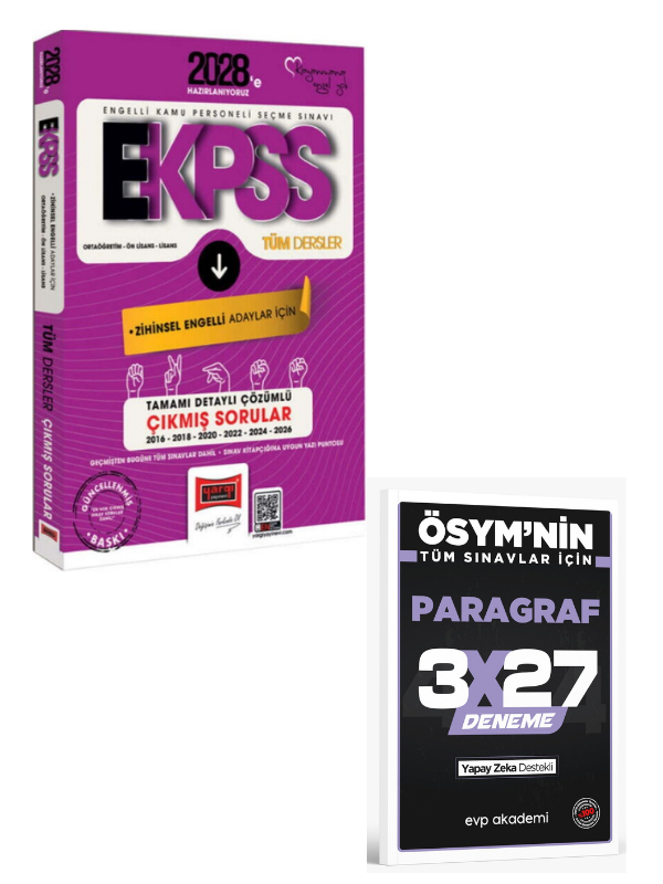 Yargı 2028 EKPSS Ortaöğretim Ön Lisans Lisans Tüm Dersler Zihinsel Engelli Adaylar İçin 10 Yıl Çıkmış Sorular+ EVP Akademi Paragraf