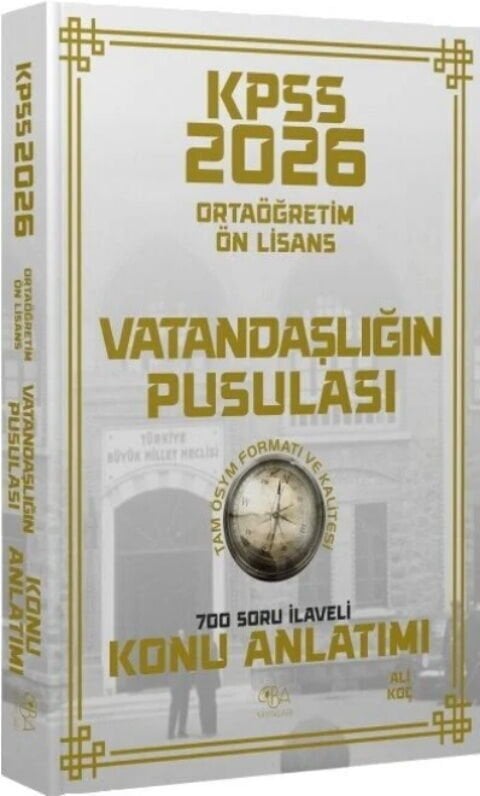 CBA Yayınları 2026 KPSS Lise Ortaöğretim Ön Lisans Vatandaşlık Vatandaşlığın Pusulası Konu Anlatımı