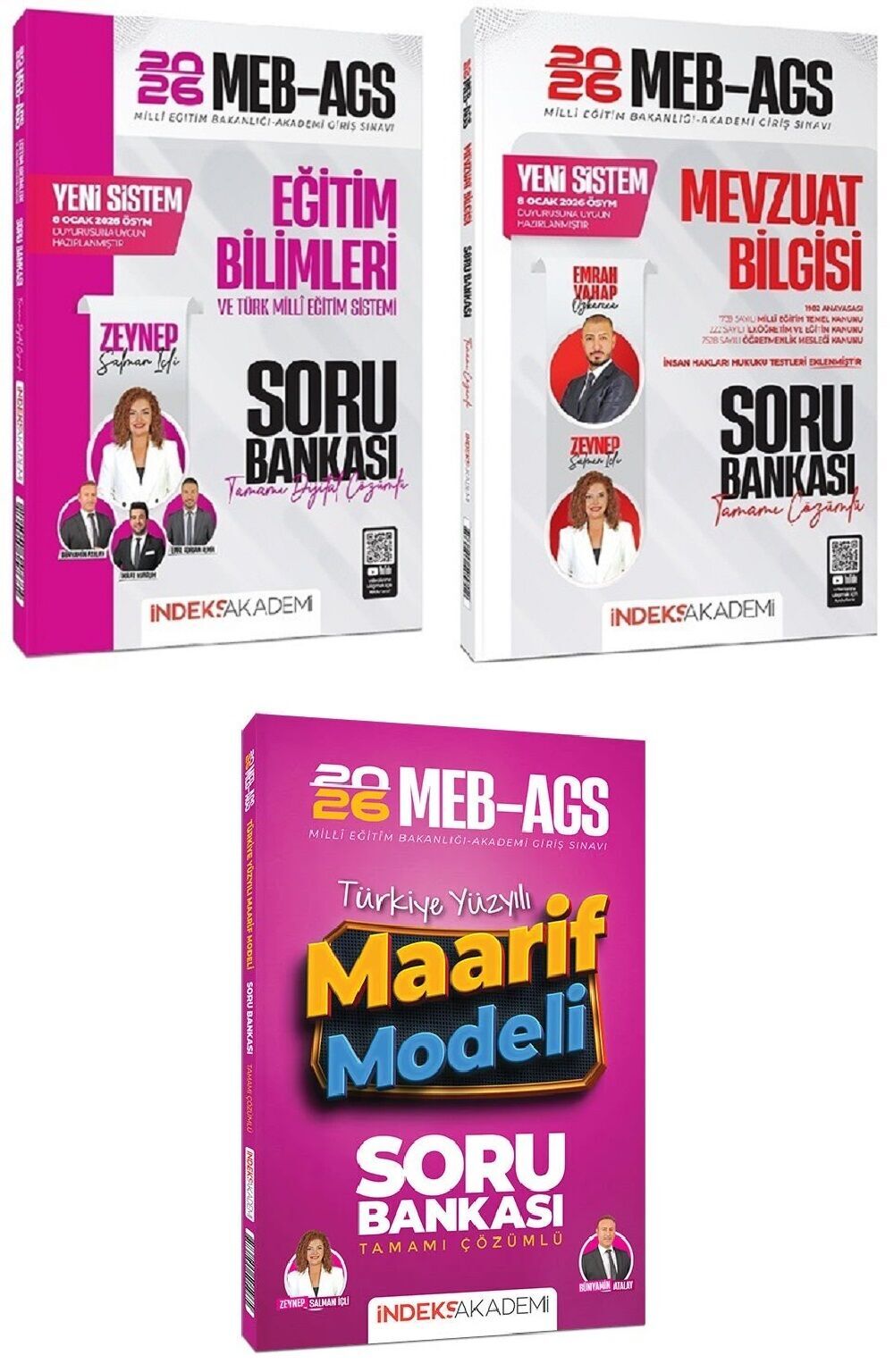 YENİ AGS SİSTEMİ - İndeks Akademi 2026 MEB-AGS Eğitim Bilimleri + Mevzuat Bilgisi + Maarif Modeli Soru Bankası 3 lü Set - Zeynep Salman İçli, Emrah Vahap Özkaraca İndeks Akademi Yayıncılık