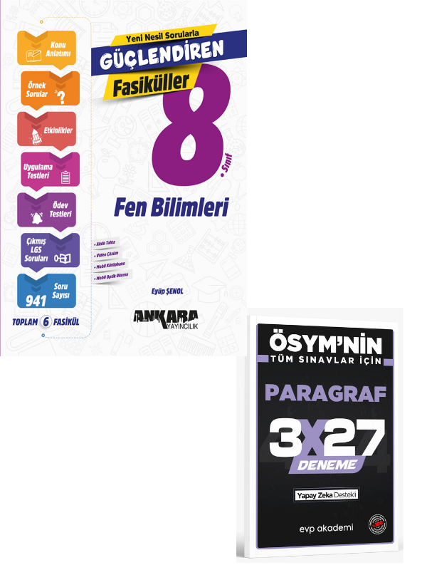 Ankara 2027 8. Sınıf Güçlendiren Fen Bilimleri Fasiküller Güncellenen Baskı+ EVP Akademi Paragraf