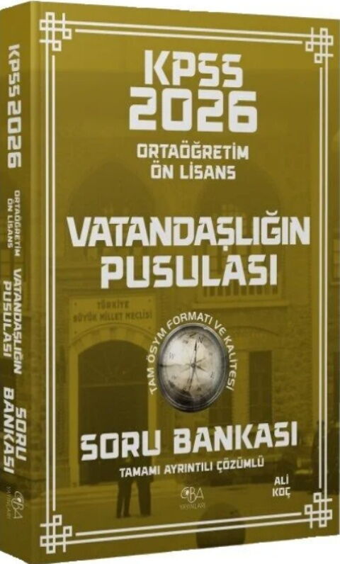 CBA Yayınları 2026 KPSS Lise Ortaöğretim Ön Lisans Vatandaşlık Vatandaşlığın Pusulası Soru Bankası