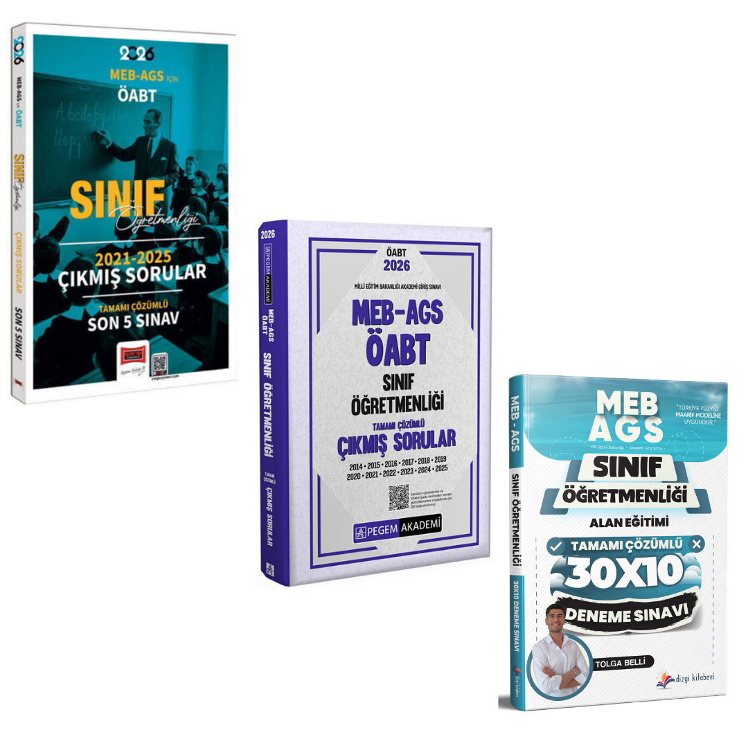 Dizgi Kitap 2026 Meb Ags ÖABT Sınıf Öğretmenliği 10 Deneme & ÖABT Sınıf Öğretmenliği Çıkmış Sorular Seti