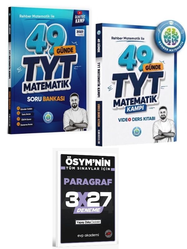 Rehber Matematik 2027 TYT 49 Günde Matematik Video Ders Notarı + Soru Bankası ve EVP PAragraf Deneme