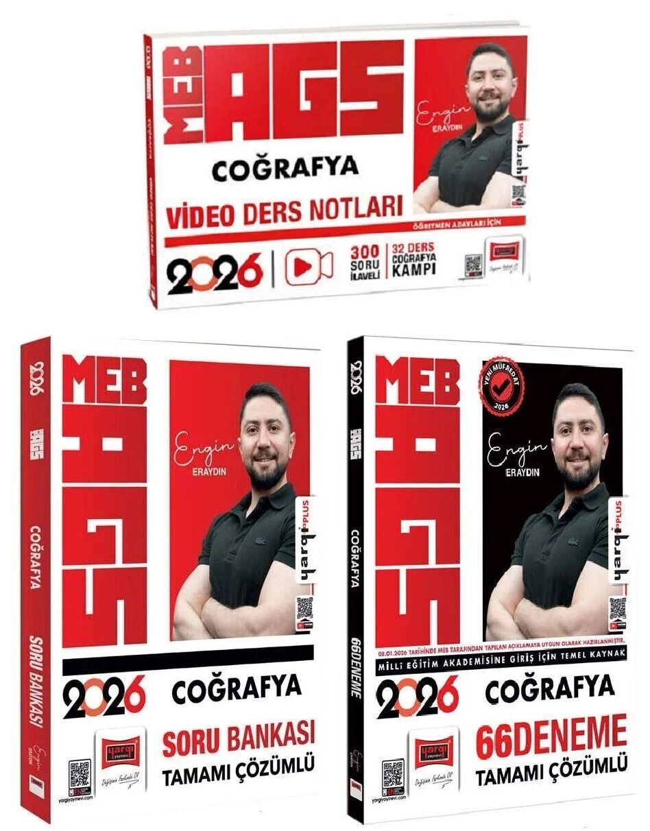Yargı 2026 MEB-AGS Coğrafya Video Ders Notları + Soru Bankası + 66 Deneme 3 lü Set - Engin Eraydın Yargı Yayınları