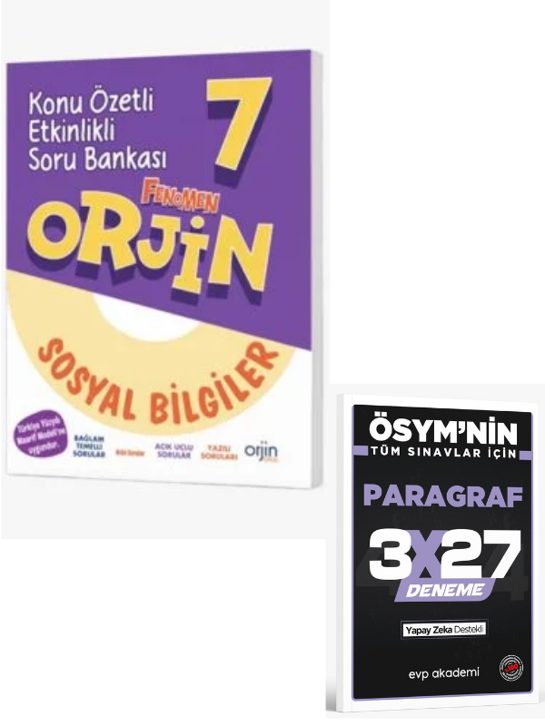 Orjin 2027 7. Sınıf Sosyal Bilgiler Konu Özetli Etkinlikli Soru Bankası+ EVP Akademi Paragraf