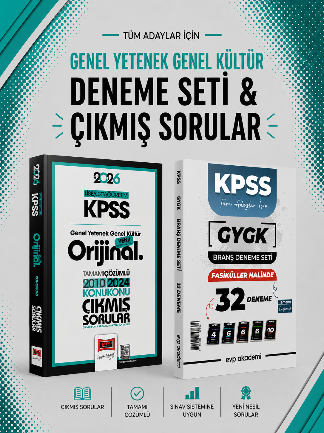 Yargı 2026 KPSS Ortaöğretim GKGY Çıkmış Sorular & EVP Akademi KPSS Tüm Dersler 32 Deneme Seti