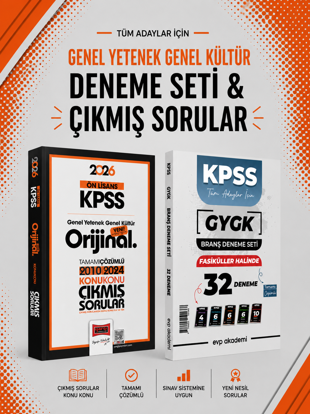 Yargı 2026 KPSS Ön Lisans GKGY Çıkmış Sorular & EVP Akademi KPSS Tüm Dersler 32 Deneme Seti
