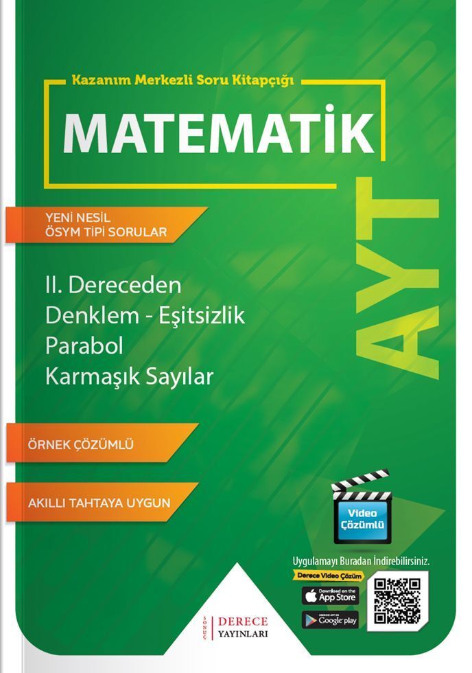 Derece Yayınları AYT II.Dereceden Denklem Eşitsizlik Parabol Karmaşık Sayılar