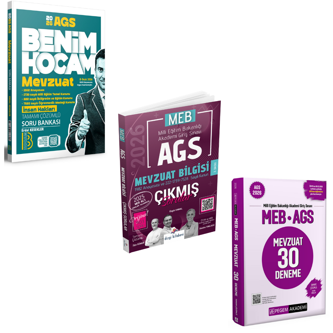 Benim Hocam 2026 MEB-AGS Mevzuat Bilgisi Soru Bankası  & Dizgi Kitap MEB AGS Mevzuat Bilgisi Çıkmış Sorular & MEB AGS Mevzuat 30 Deneme Pegem Seti