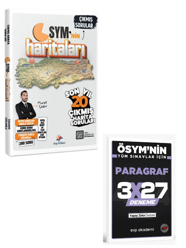 Dizgi 2026 ÖSYM nin Haritaları Tüm Harita Çıkmış Sınav Soruları+ EVP Akademi Paragraf