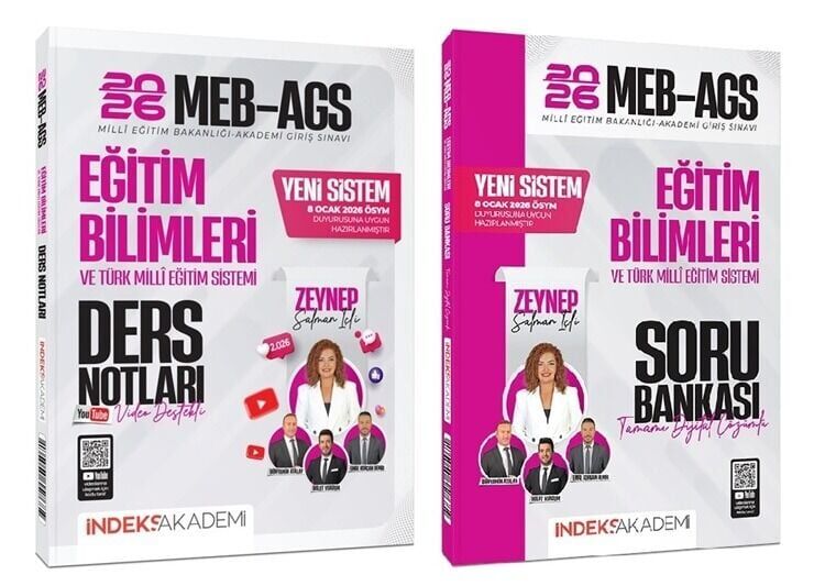 YENİ AGS SİSTEMİ - İndeks Akademi 2026 MEB-AGS Eğitim Bilimleri Video Ders Notları + Soru Bankası 2 li Set - Zeynep Salman İçli İndeks Akademi Yayıncılık