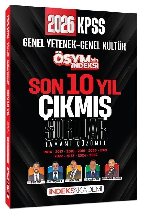 İndeks Akademi 2026 KPSS Genel Yetenek Genel Kültür ÖSYM nin İndeksi Çıkmış Sorular Son 10 Yıl Çözümlü İndeks Akademi Yayıncılık