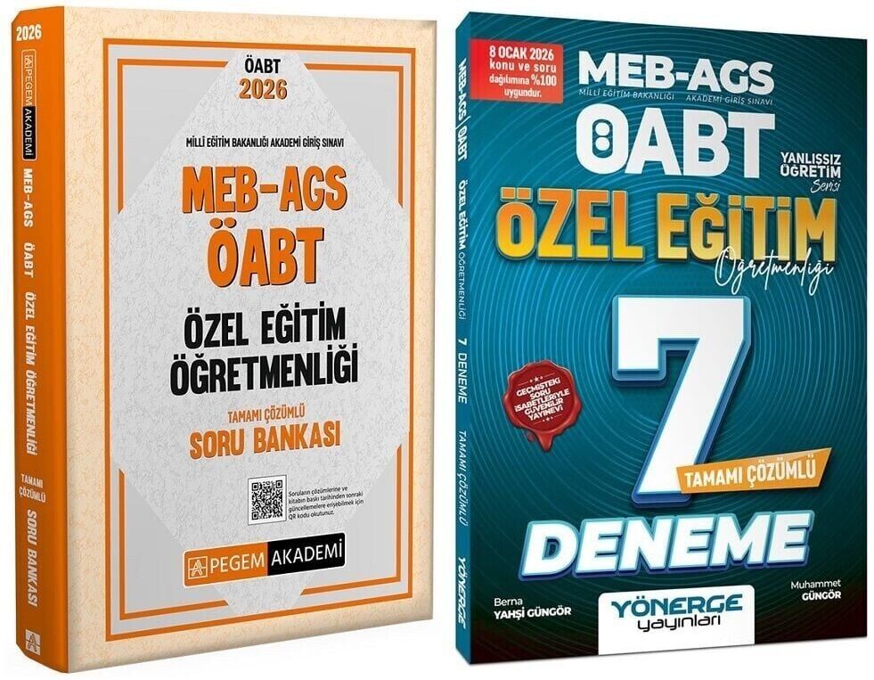 Pegem + Yönerge 2026 ÖABT MEB-AGS Özel Eğitim Öğretmenliği Soru Bankası + 7 Deneme 2 li Set Pegem Akademi + Yönerge Yayınları