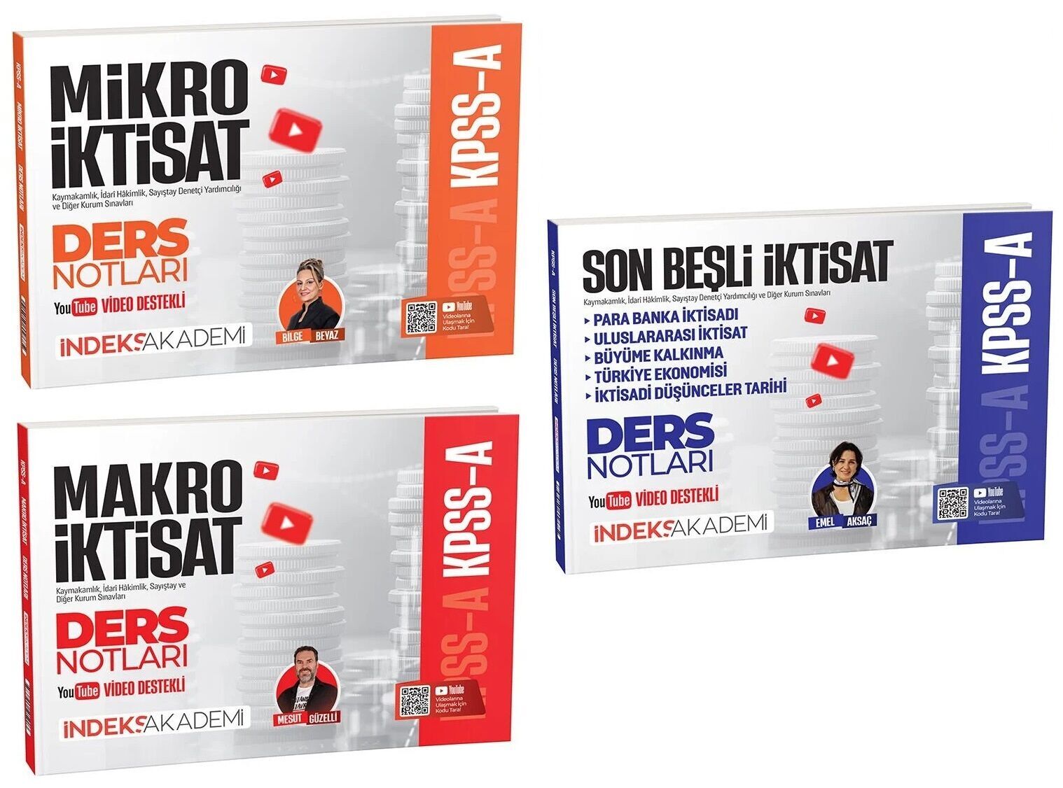 İndeks Akademi 2026 KPSS A Grubu Mikro + Makro + İktisat Son Beşli Video Ders Notları 3 lü Set İndeks Akademi Yayıncılık