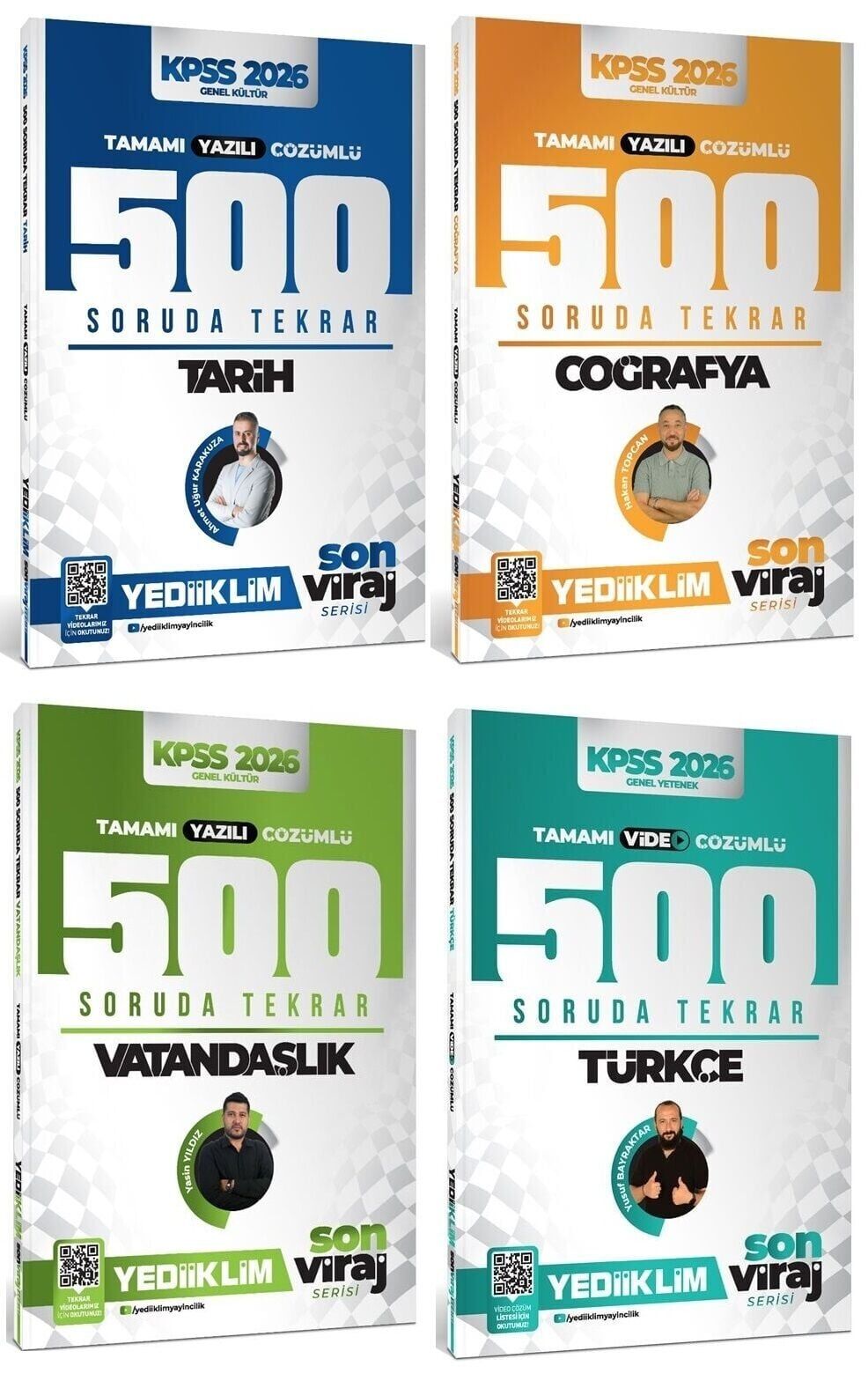 Yediiklim 2026 KPSS Tarih + Coğrafya + Vatandaşlık + Türkçe 2000 Soruda Tekrar Son Viraj Serisi 4 lü Set Yediiklim Yayınları