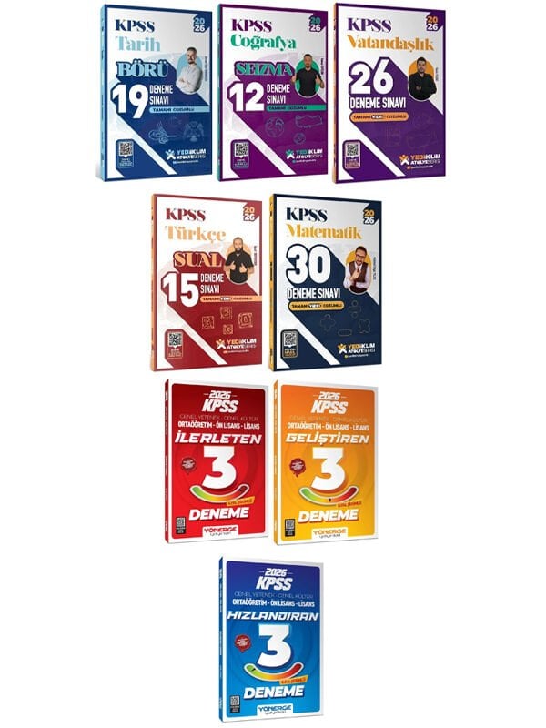 Yediiklim + Yönerge 2026 KPSS Genel Yetenek Genel Kültür 111 Deneme 8 li Set