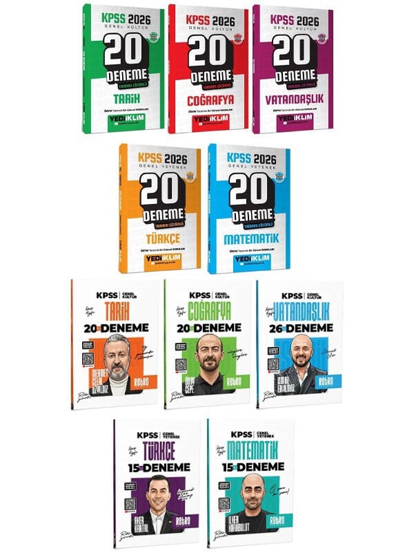 Yediiklim + Retro 2026 KPSS Genel Yetenek Genel Kültür 196 Deneme 10 lu Set